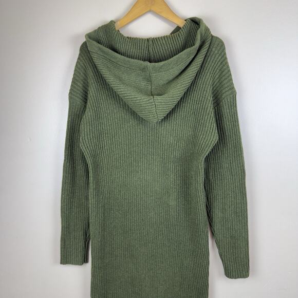 Lulus Snuggly Olive Green Hooded Mini Sweater Dress Size M Cozy - Picture 5 of 9